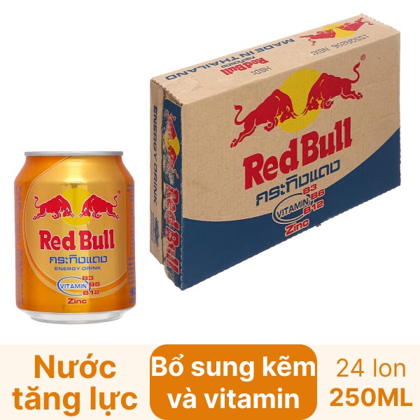 Thùng 24 lon Redbull Thái kẽm và vitamin 250ml