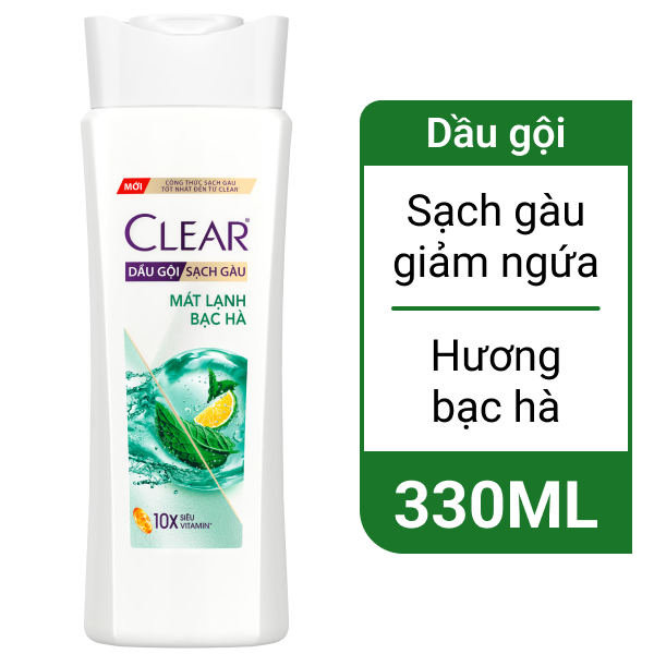 Dầu gội sạch gàu Clear mát lạnh bạc hà 330ml