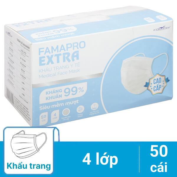 50 cái khẩu trang y tế Famapro Extra 4 lớp